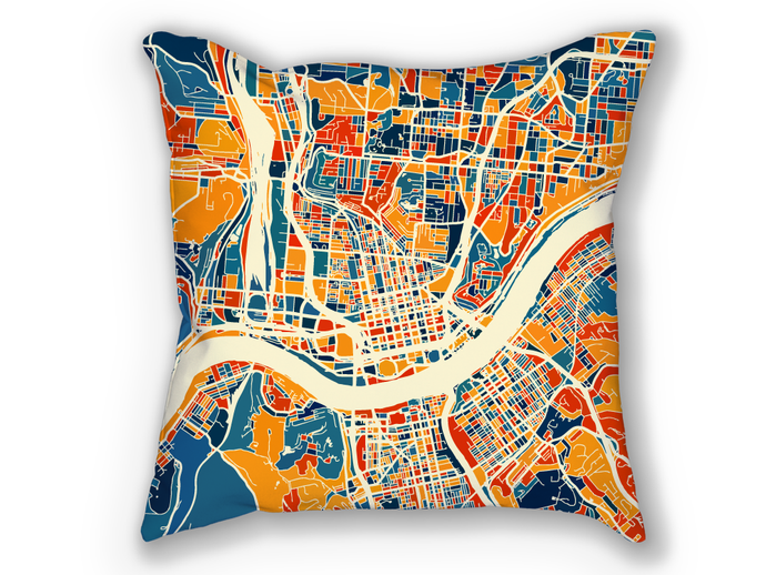 Cincinnati Map Pillow - Ohio Map Pillow 18x18