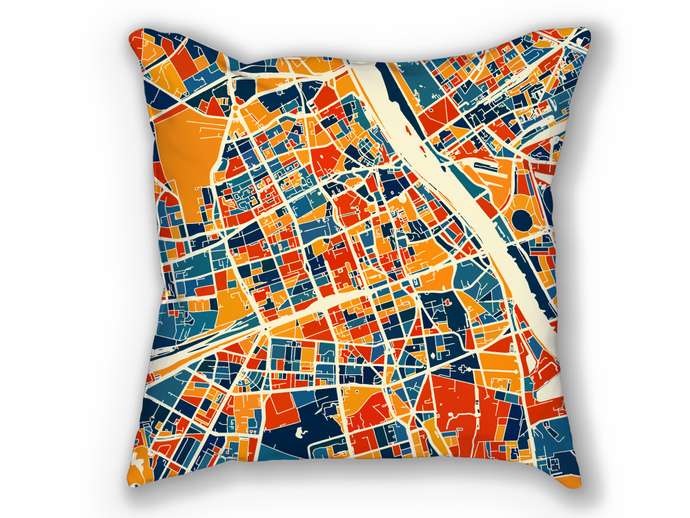 Warsaw Map Pillow - Warsaw Map Pillow 18x18