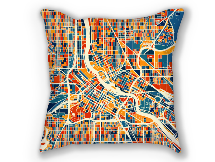 Minneapolis Map Pillow - Minnesota Map Pillow 18x18