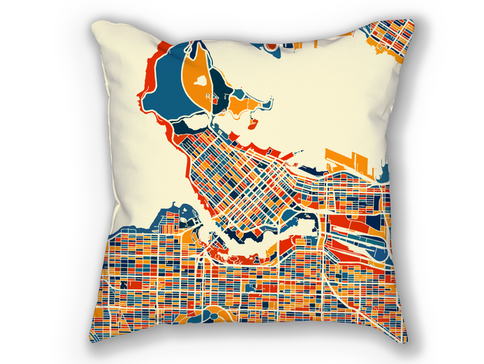 Vancouver Map Pillow - British Columbia Map Pillow 18x18