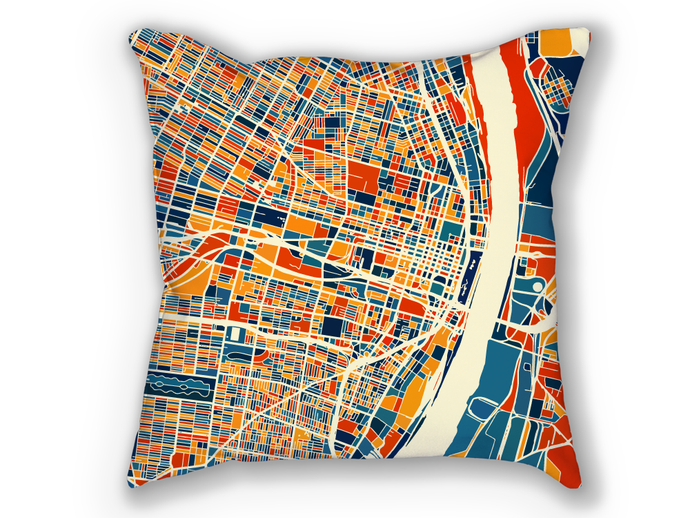 St Louis Map Pillow - Missouri Map Pillow 18x18