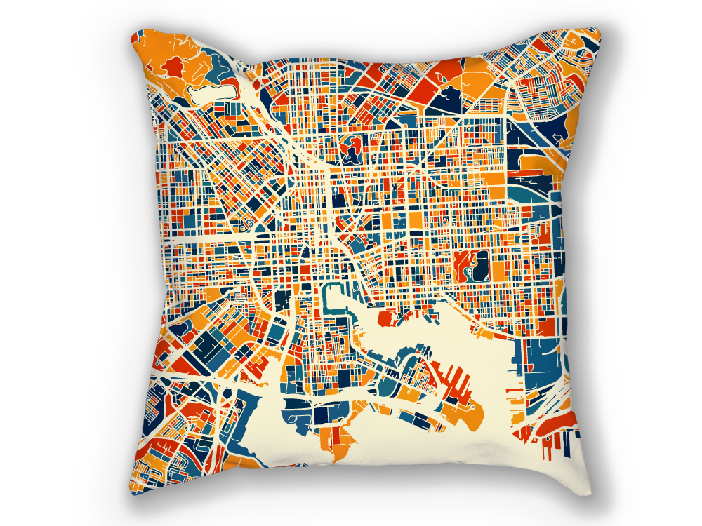 Baltimore Map Pillow - Maryland Map Pillow 18x18