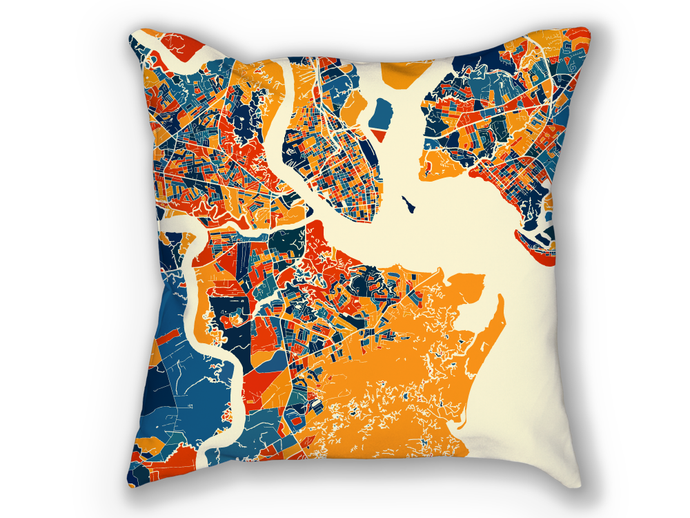 Charleston Map Pillow - South Carolina Map Pillow 18x18