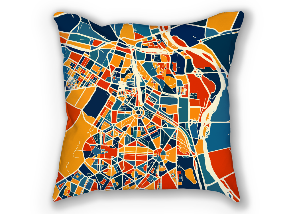 New Delhi Map Pillow - India Map Pillow 18x18