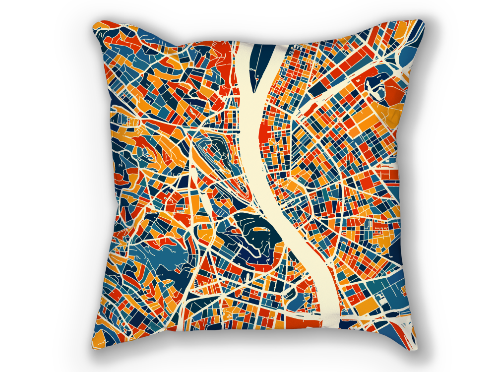Budapest Map Pillow - Hungary Map Pillow 18x18