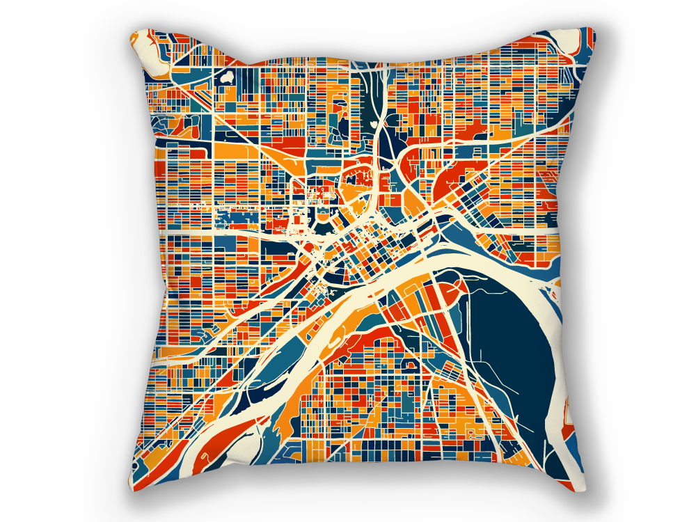 St Paul Map Pillow - Minnesota Map Pillow 18x18