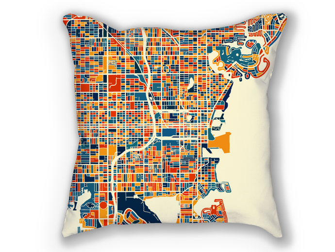 St Petersburg Florida Map Pillow - Florida Map Pillow 18x18
