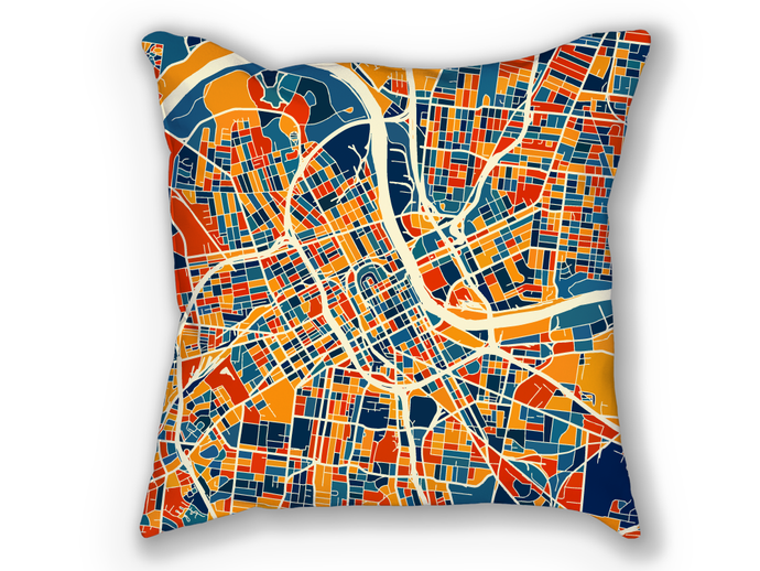 Nashville Map Pillow - Tennessee Map Pillow 18x18
