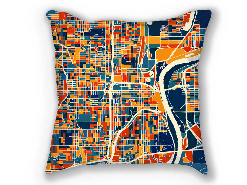 Omaha Map Pillow - Nebraska Map Pillow 18x18