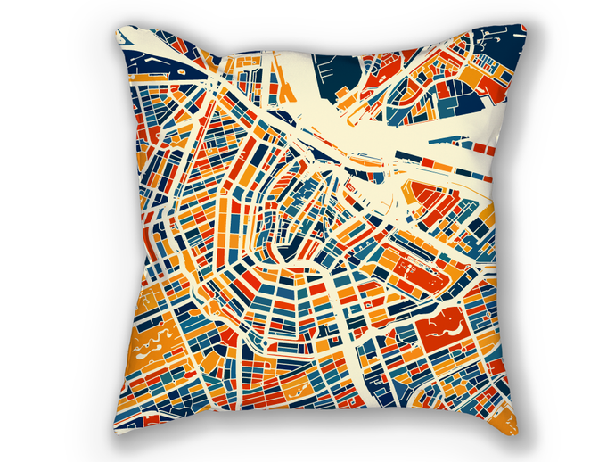Amsterdam Map Pillow - Netherland Map Pillow 18x18