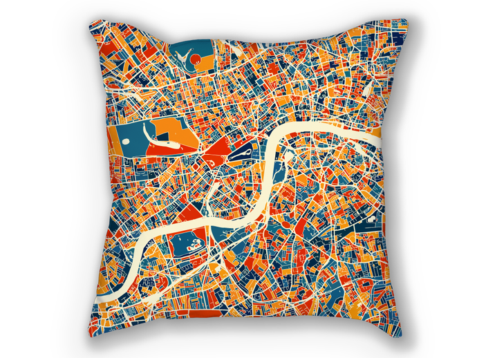 London Map Pillow - England Map Pillow 18x18