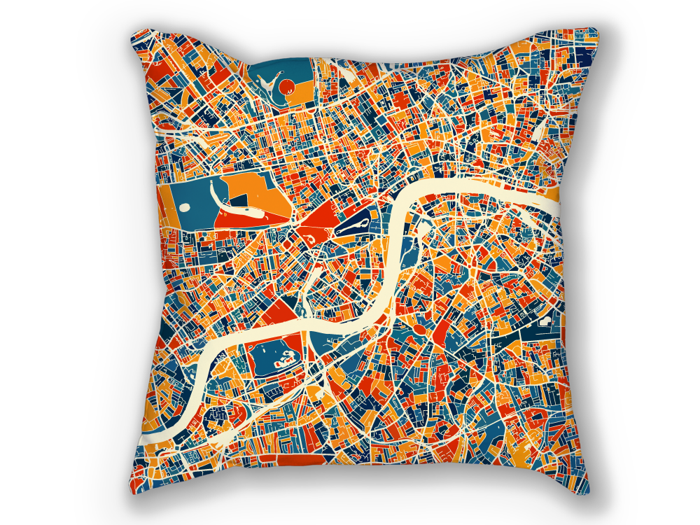 London Map Pillow - England Map Pillow 18x18