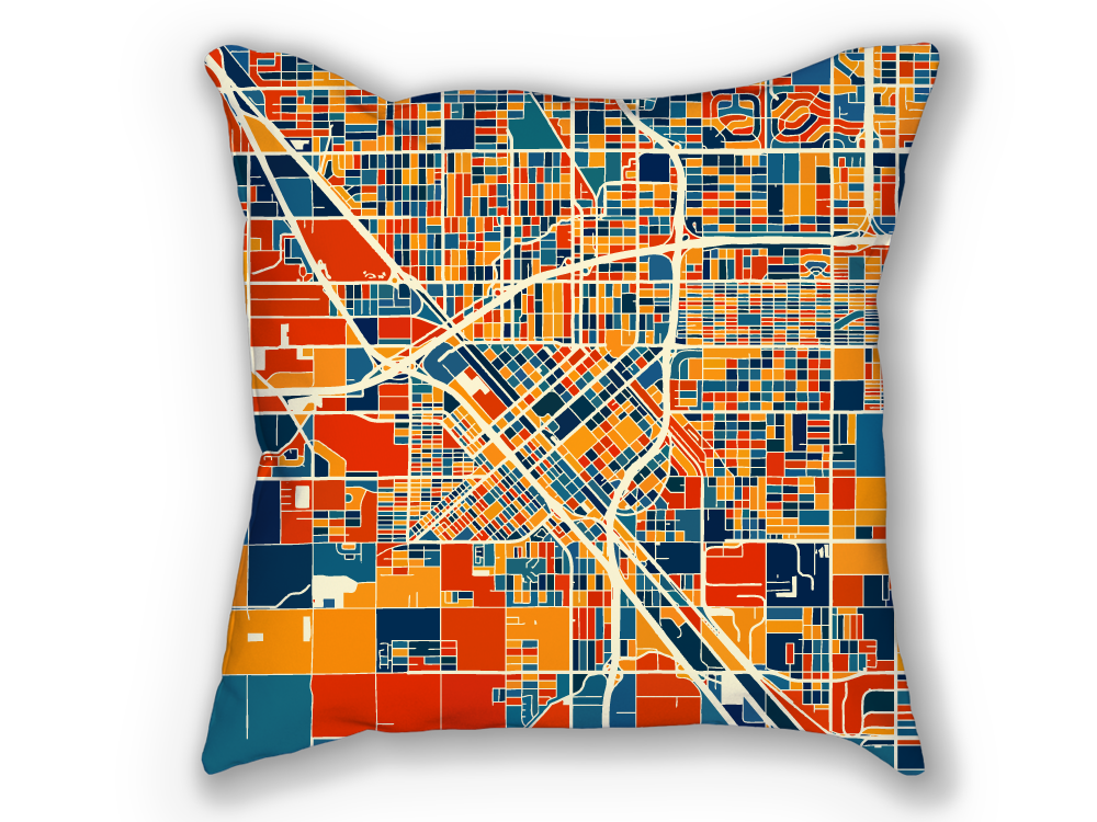 Fresno Map Pillow - California Map Pillow 18x18