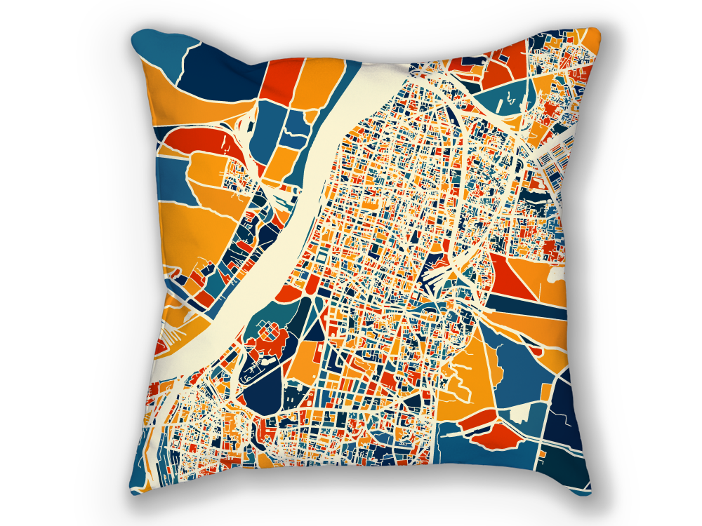 Kolkata Map Pillow - Calcutta Map Pillow 18x18