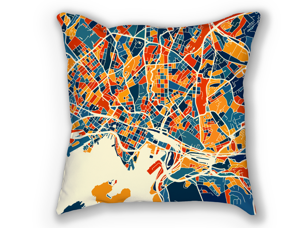 Oslo Map Pillow - Norway Map Pillow 18x18