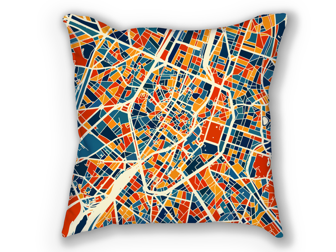 Bruxelles Map Pillow - Belgium Map Pillow 18x18