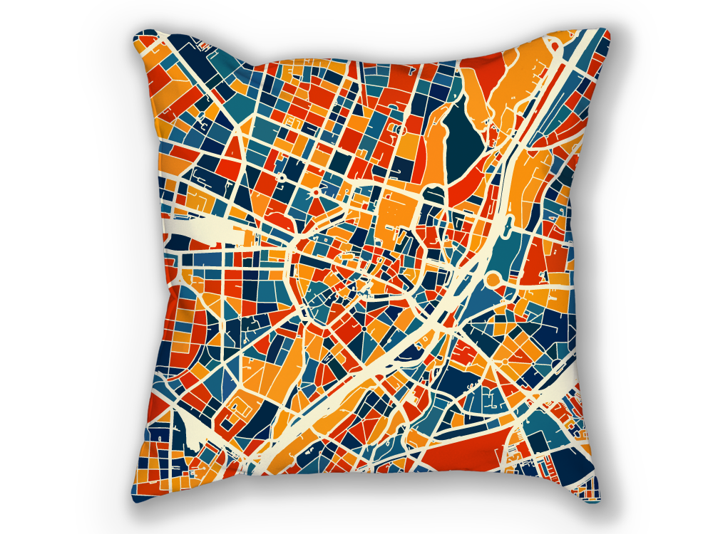 Munich Map Pillow - Germany Map Pillow 18x18