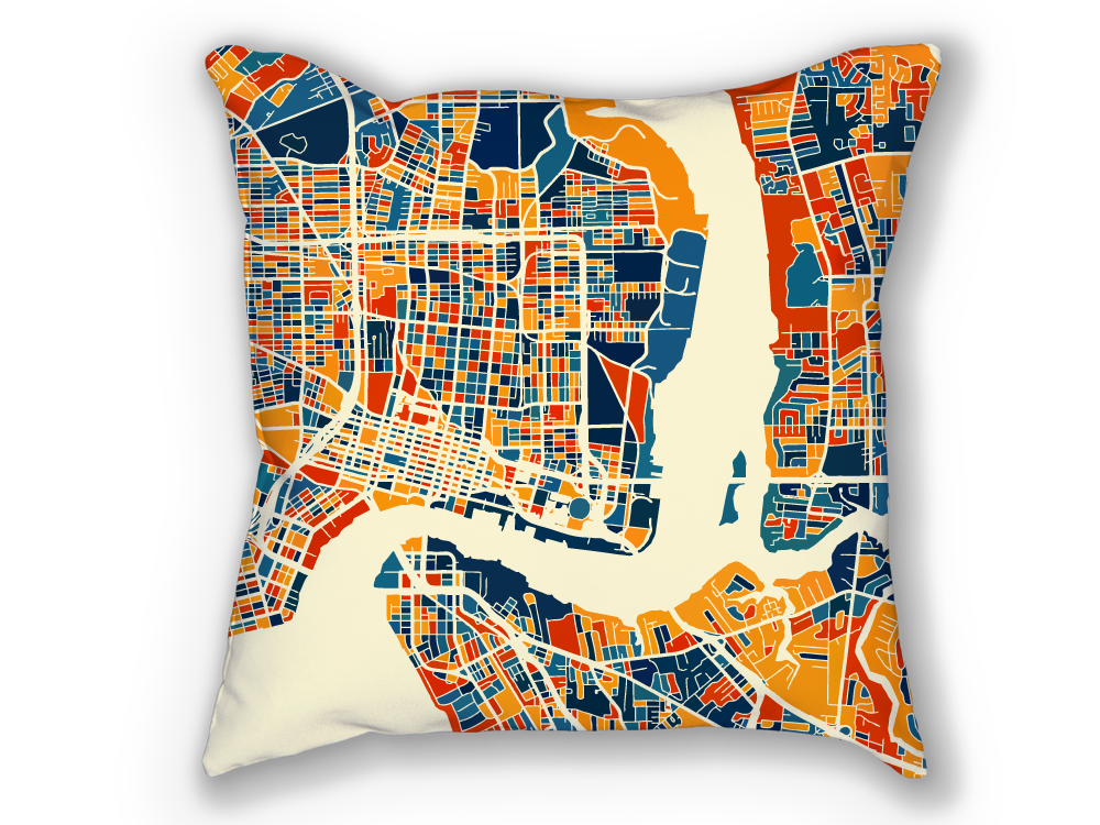Jacksonville Map Pillow - Florida Map Pillow 18x18