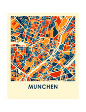 Charger l&#39;image dans la galerie, Affiche cartographique de Munich - Style Chroma
