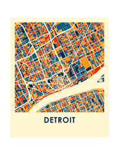 Charger l&#39;image dans la galerie, Affiche cartographique de Detroit - Style Chroma
