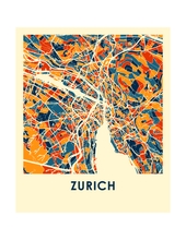 Load image into Gallery viewer, Zurich Map Print - Full Color Map Poster
