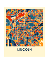Load image into Gallery viewer, Lincoln Map Print - Full Color Map Poster
