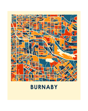 Charger l&#39;image dans la galerie, Affiche cartographique de Burnaby British Columbia - Style Chroma
