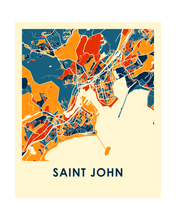 Charger l&#39;image dans la galerie, Affiche cartographique de Saint John NB - Style Chroma
