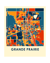 Charger l&#39;image dans la galerie, Affiche cartographique de Grande Prairie Alberta - Style Chroma

