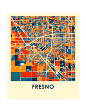 Charger l&#39;image dans la galerie, Affiche cartographique de Fresno - Style Chroma
