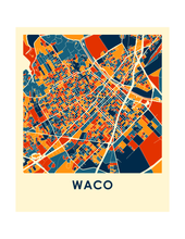 Charger l&#39;image dans la galerie, Affiche cartographique de Waco - Style Chroma
