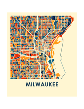 Charger l&#39;image dans la galerie, Affiche cartographique de Milwaukee - Style Chroma
