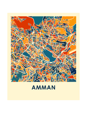 Charger l&#39;image dans la galerie, Affiche cartographique de Amman - Style Chroma
