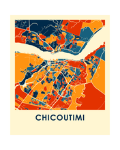 Charger l&#39;image dans la galerie, Affiche cartographique de Chicoutimi Quebec - Style Chroma
