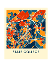 Charger l&#39;image dans la galerie, Affiche cartographique de State College - Style Chroma
