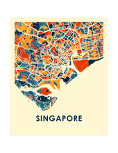 Charger l&#39;image dans la galerie, Affiche cartographique de Singapour - Style Chroma
