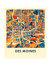 Charger l&#39;image dans la galerie, Affiche cartographique de Des Moines - Style Chroma
