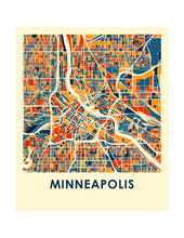 Charger l&#39;image dans la galerie, Affiche cartographique de Minneapolis - Style Chroma
