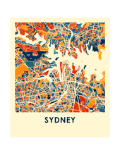 Charger l&#39;image dans la galerie, Affiche cartographique de Sydney - Style Chroma
