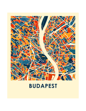 Charger l&#39;image dans la galerie, Affiche cartographique de Budapest - Style Chroma
