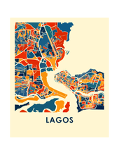 Load image into Gallery viewer, Lagos Map Print - Full Color Map Poster

