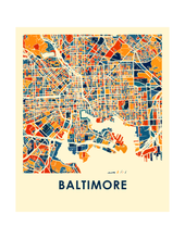 Charger l&#39;image dans la galerie, Affiche cartographique de Baltimore - Style Chroma
