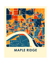 Charger l&#39;image dans la galerie, Affiche cartographique de Maple Ridge British Columbia - Style Chroma

