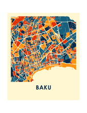 Charger l&#39;image dans la galerie, Affiche cartographique de Baku - Style Chroma
