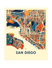 Charger l&#39;image dans la galerie, Affiche cartographique de San Diego - Style Chroma

