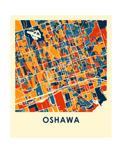 Charger l&#39;image dans la galerie, Affiche cartographique de Oshawa Ontario - Style Chroma
