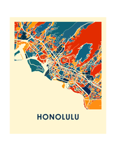 Charger l&#39;image dans la galerie, Affiche cartographique de Honolulu - Style Chroma
