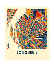 Charger l&#39;image dans la galerie, Affiche cartographique de Longueuil Quebec - Style Chroma
