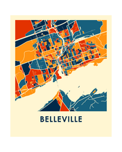 Charger l&#39;image dans la galerie, Affiche cartographique de Belleville Ontario - Style Chroma
