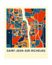 Charger l&#39;image dans la galerie, Affiche cartographique de Saint Jean sur Richelieu Quebec - Style Chroma
